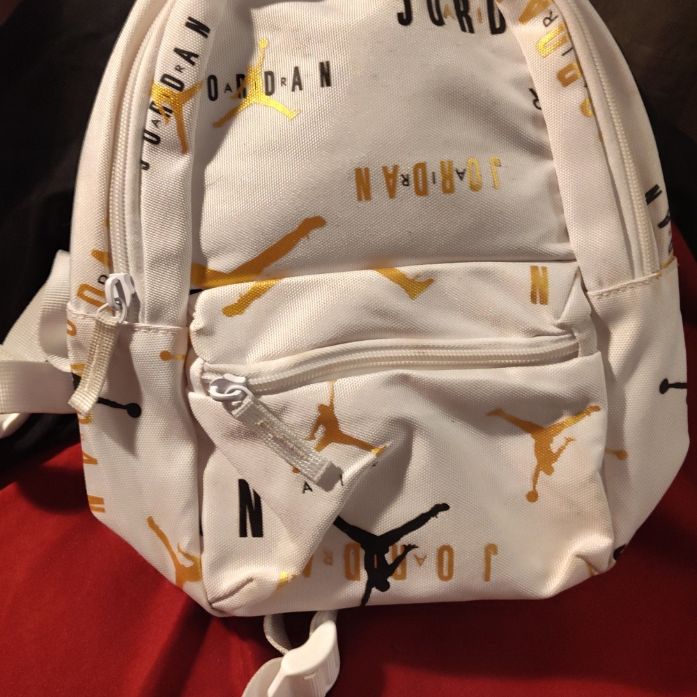 White and Gold Jordan Backpack